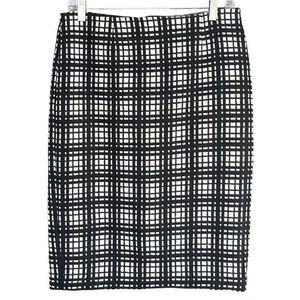 SK1 Plaid Caged Print Tweed Wool Blend Pencil Skirt‎ Size 4 Sm